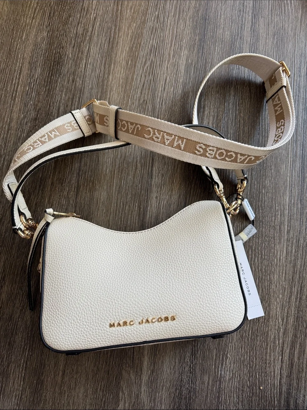 Marc Jacobs Cream Pebbled Leather Crossbody with Detachable Strap